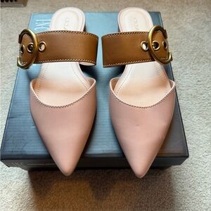 NEW no box- Coach Beige and Brown Backless d’Orsay Mule Sandals
